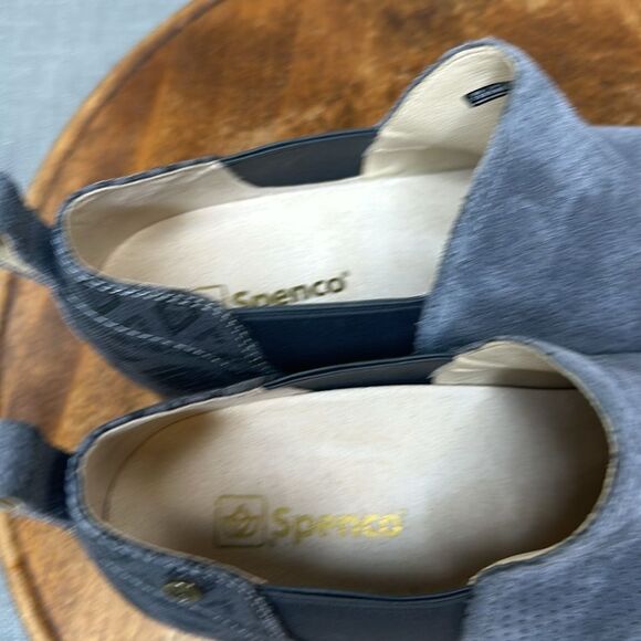 Spenco Shoes Wm 7.5 Gray Black Comfort Slip On Bootie Suede Textile Southwest - Picture 11 of 11